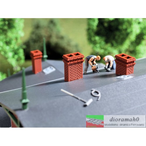 41627 AUHAGEN - 8 coppie di camini per edifici scala 1/87