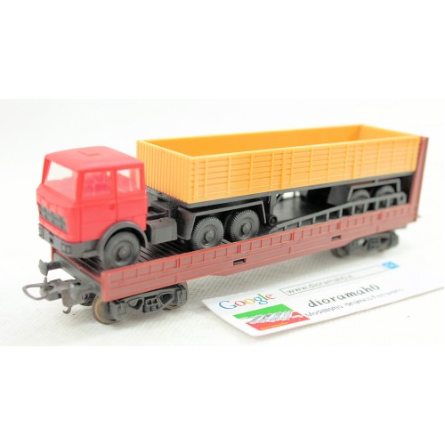600801 LIMA - Carro pianale per il trasporto camion LIMA compreso 1/87