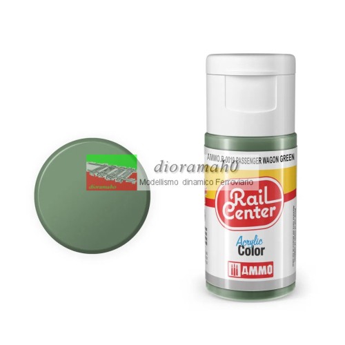 AMMO R-0019 Rail center - Verde carrozza opaco vernice acrilica AMMO R-0019 Rail center - Verde carrozza opaco vernice acrilica