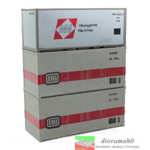 00358 DI - ROWA Set di tre container DB e MM (20 FT) 1/87