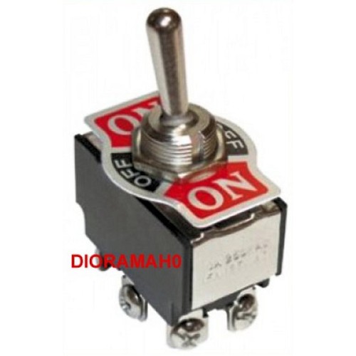 Doppio deviatore a levetta da pannello con piastrina ON-OFF-ON 6 poli - 1224 EF