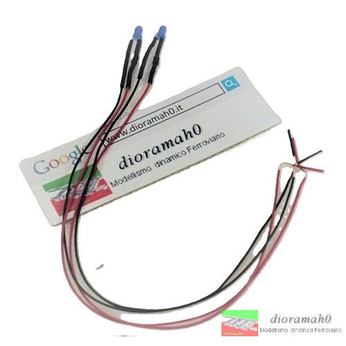 LED 3 mm BLU LAMPEGGIANTI 12v  - 2 Pezzi cablati con resistenza