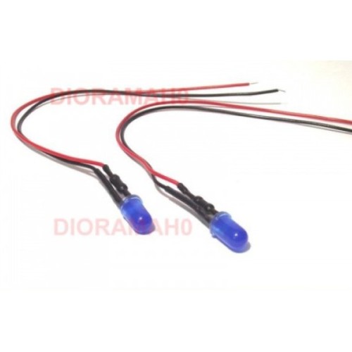 LED 5 mm BLU 12v  - 2 Pezzi cablati con resistenza