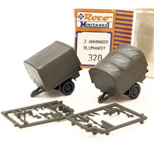 328 ROCO Minitanks - Due carrelli telonati da campo 1/87
