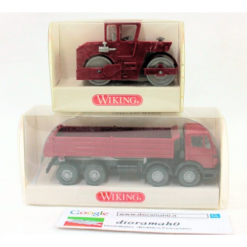 WIKING - Coppia mezzi da cantiere camion e rullo 1/87