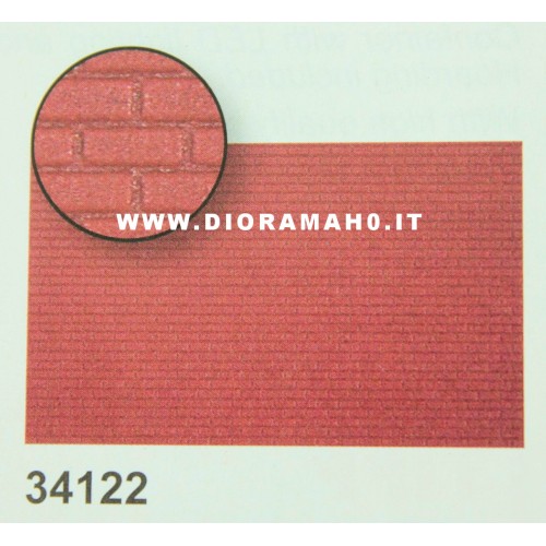 34122 KIBRI - Muro mattoni rossi H0 - Foglio PVC
