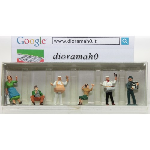 00298 DIORAMAH0 - Set personaggi venditori ambulanti 6 pz 1/87