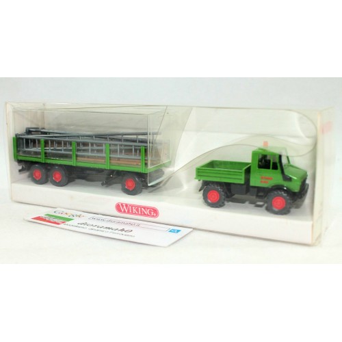 392 01 27 WIKING - UNIMOG agricolo con carrello e carico 1/87